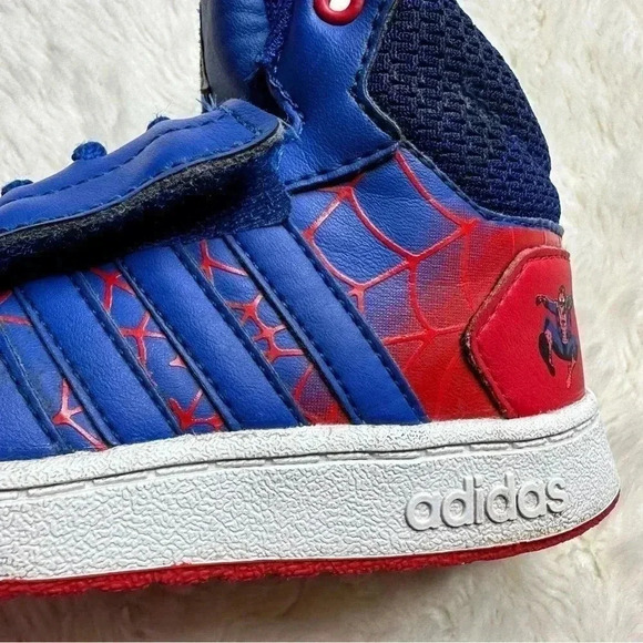 Adidas Hoops  Spider-Man Sneakers Red / Blue White Size 10 - Picture 13 of 16